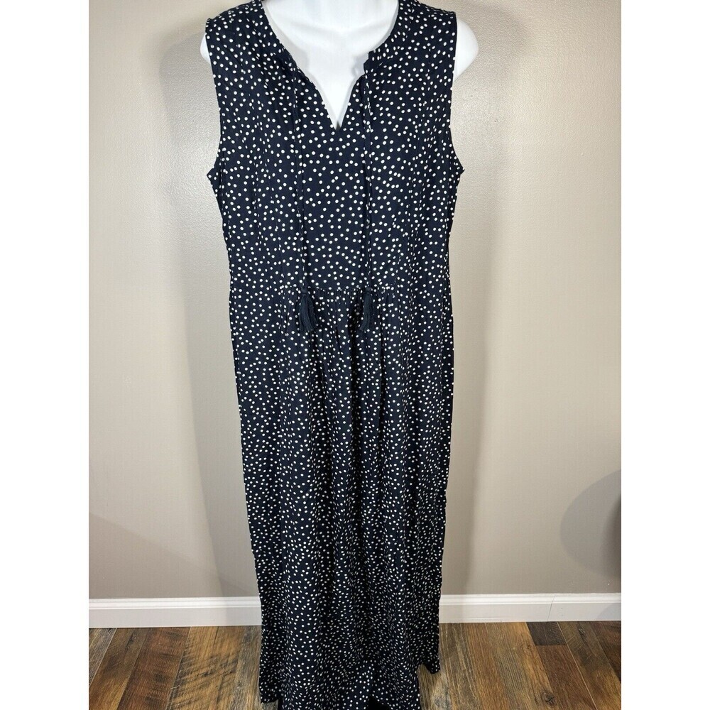 BeachLunchLounge Sleeveless Dress Blue Print POLKA DOR Women’s M